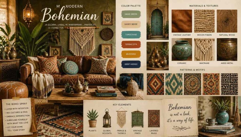 Modern Boho Quick Reference: Colors, Materials & Textures